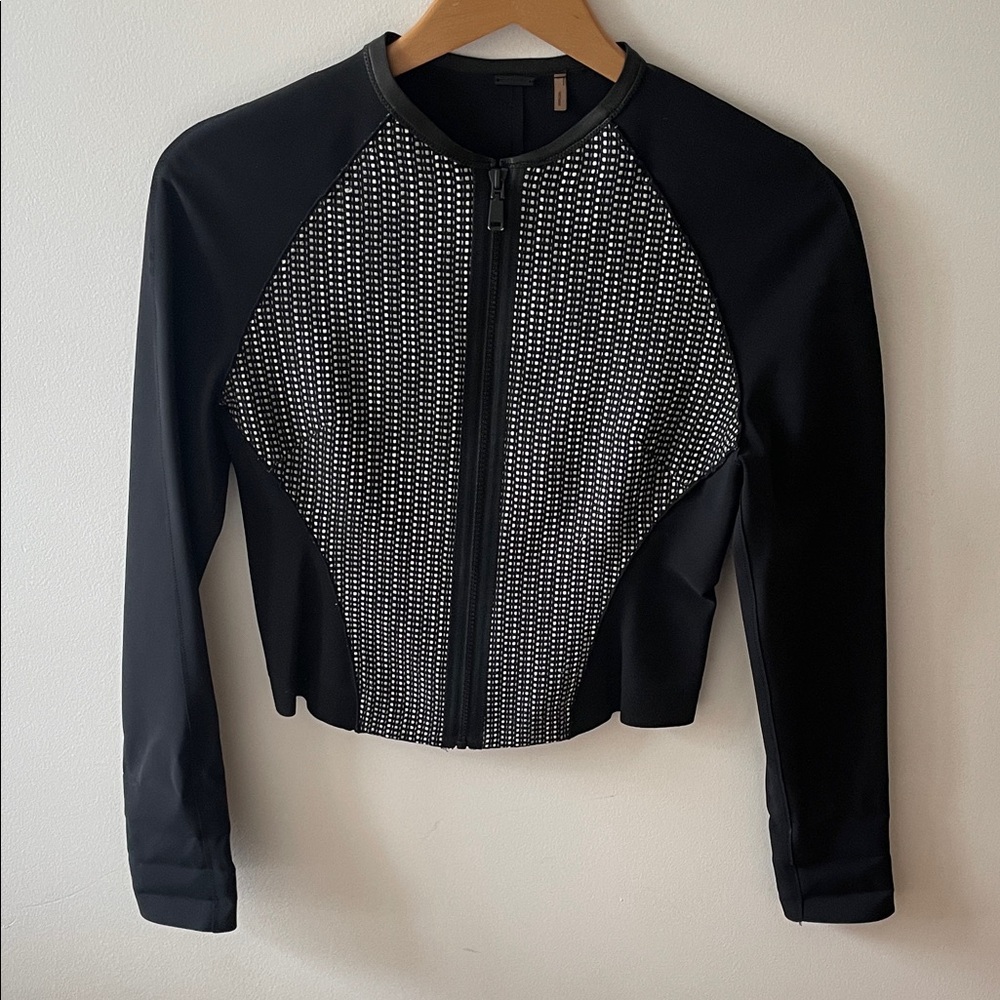 Elie Tahari Black Jacket with Textured Front Panel